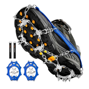 Crampons Ice Cleats Traction Snow Grips for Boots Shoes Women Men Anti Slip 19 Stainless Steel Spikes Safe Protect for Hiking Fishing Walking Climbing Mountaineering L