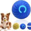 Interactive Dog Ball Toys - Smart Electric Dog Toys to Keep Them Busy with 2 Cover, Automatic Rolling and Jumping Pet Balls Ball for Dogs - Cats, Pet Interactive Toy Balls - Rechargeable, Blue