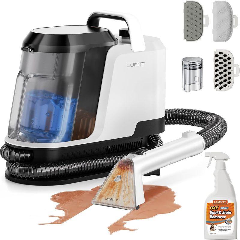 uwant Portable Carpet and Upholstery for Deep Cleaner, 18Kpa Carpet Cleaner Machine for Cars, Pets with Pet Pro Solution and Self Cleaning Set of 1 for Spot, Rug, Couch