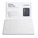 velmira Stone Bath Mat, Quick Dry Shower Mat, Diatomaceous Earth Shower Mat, Non-Slip Hard Surface, Ultra Absorbent Bathroom Floor Mat for Tub, Entry, or Sink 23.5" x 15.4", Gray White(Wave)