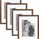 Kate and Laurel Adlynn Rectangle Picture Frame Set of 4; 11 x 14 matted to 8 x 10; Bronze; Vintage Four-Piece Frame Set for Gallery Wall Frame Set in Living Room Wall Decor
