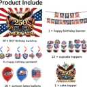 Independence Day Party Decoration Gift Set, July 4th Theme, Includes Banners, Balloons, Backdrop, Tablecloth, Cake Toppers, Cupcake Decorations