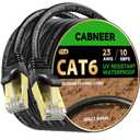 Cat 6 Ethernet Cable 100 ft, Outdoor & Indoor 23AWG 10Gbps High Speed, Weatherproof Direct Burial LLDPE UV Jacket, RJ45 CCA LAN Cable with 20 Ties, Support for Cat5e/Cat5/Cat6 Networks