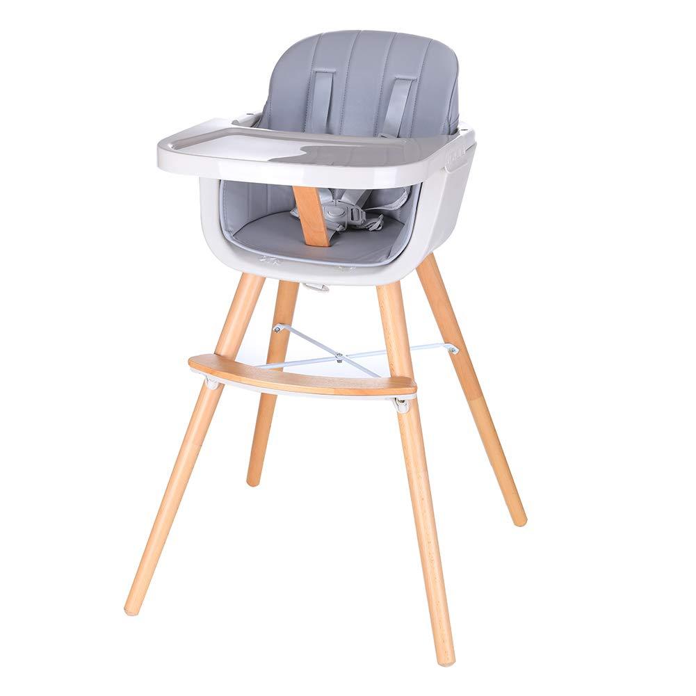 Foho Baby High Chair, Perfect 3 in 1 Convertible Wooden High Chair with Cushion, Removable Tray, and Adjustable Legs for Baby & Toddler