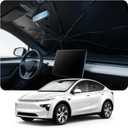 [2026 Upgraded] DooGooCoo Windshield Sun Shade Umbrella for Tesla Model 3 & Model Y [100% Sunlight Blocked, Cooling Ice Crystal] Sunshade for Car Windshield for Model 3 & Model Y Sunshade 2017-2026.