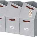 DECOMOMO Storage Cubes, 13x13x13 Storage Cube Bins with Labels, Fabric Organizer Bins (13" / 6pcs, Light Texture Grey)