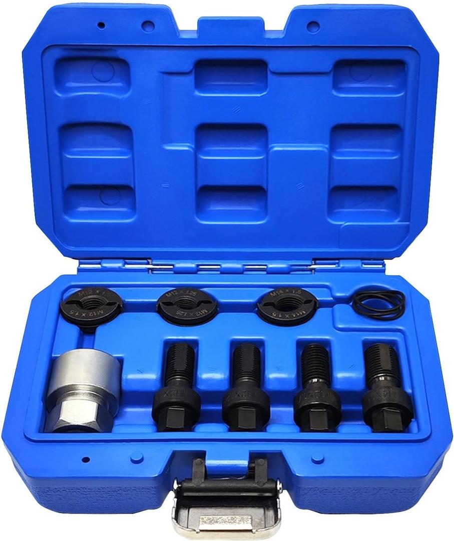 8PCS M12 & M14 Wheel Stud Thread Restorer Kit for Mercedes Benz and BMW, Volvo, VAG, Reverse Action Wheel Stud Thread Restorer Kit, Repairs Threads on Wheel Studs and Bolts, Re-Threader Kit