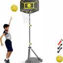Adjustable Kids Basketball Hoop Indoor Outdoor Play Set for Ages 3-8, Portable with Pump & Toddler Sized Basketball