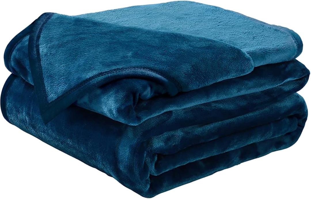 Soft Twin Size Blanket Warm Fuzzy Microplush Lightweight Thermal Fleece Blankets for Couch Bed Sofa,66x90 Inch,Peacock Blue