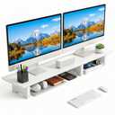 Aothia 43 inch Black Walnut Finish Dual Monitor Stand for Desk, Cork Legs
Dual Monitor Riser With Storage Below; FSC-Certified Wood And Cork Legs Support Up To 50 lb.