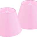 GOSO Pink Lamp Shades Set of 2 Small Drum,5"96.4 IN Spider for Table Lamps Wall Lamps,Natural Faux Silk Fabric Barrel & Bell Modern Lamp Shade Replacement-No Assembly Required (Small Drum-5*9*6.4 IN-2 pack, Pink-Natural faux silk)