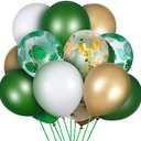 65 Pieces Jungle Safari Theme Balloons Green White Latex Balloons Palm Leaves Balloon Confetti Balloons with Balloon Arch Kit for Kids Boys Jungle Safari Birthday Baby Shower Decorations