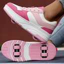 Roller Skate Shoes for Kids Girls Boys Detachable Wheeled Fashion Sneakers (5 Big Kid, Pink-white 1136)