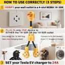 MECMO NEMA 14-30P to 14-50R EV and 14-30R 4-Prong Dryer Outlet Splitter for Modern 14-30R Receptacles Only, One Device at a Time Max 30A Shared, 24A Level 2 EV Charging, ETL Listed
