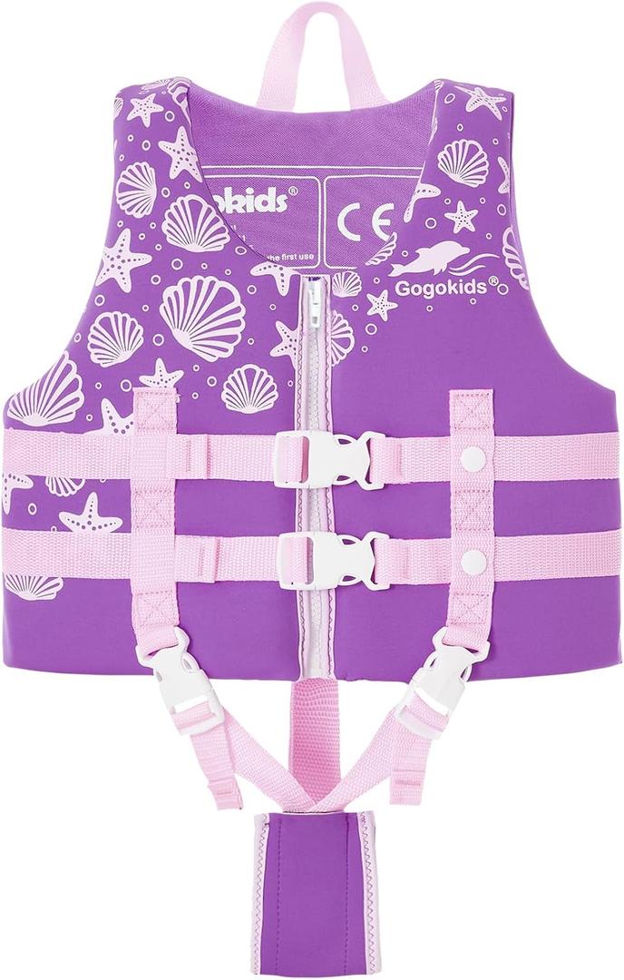 Gogokids Toddler Swim Vest, Kids Floaties  Boys & Girls Buoyancy Jacket for Pool & Beach, Fits 2-8 Years / 22-60 lbs (Purple)