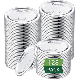 128-Count, Regular Mouth Canning Lids for Ball, Kerr Jars - Split-Type Metal Mason Jar Lids for Canning - Food Grade Material, 100% Fit & Airtight for Regular Mouth Jars