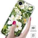 Compatible with iPhone 17 Air Case Card Holder for Women Cute Design,Wallet Phone Cases Transparent Cool Kawaii Protective (Clear Green Flowers Tropical Jungle)