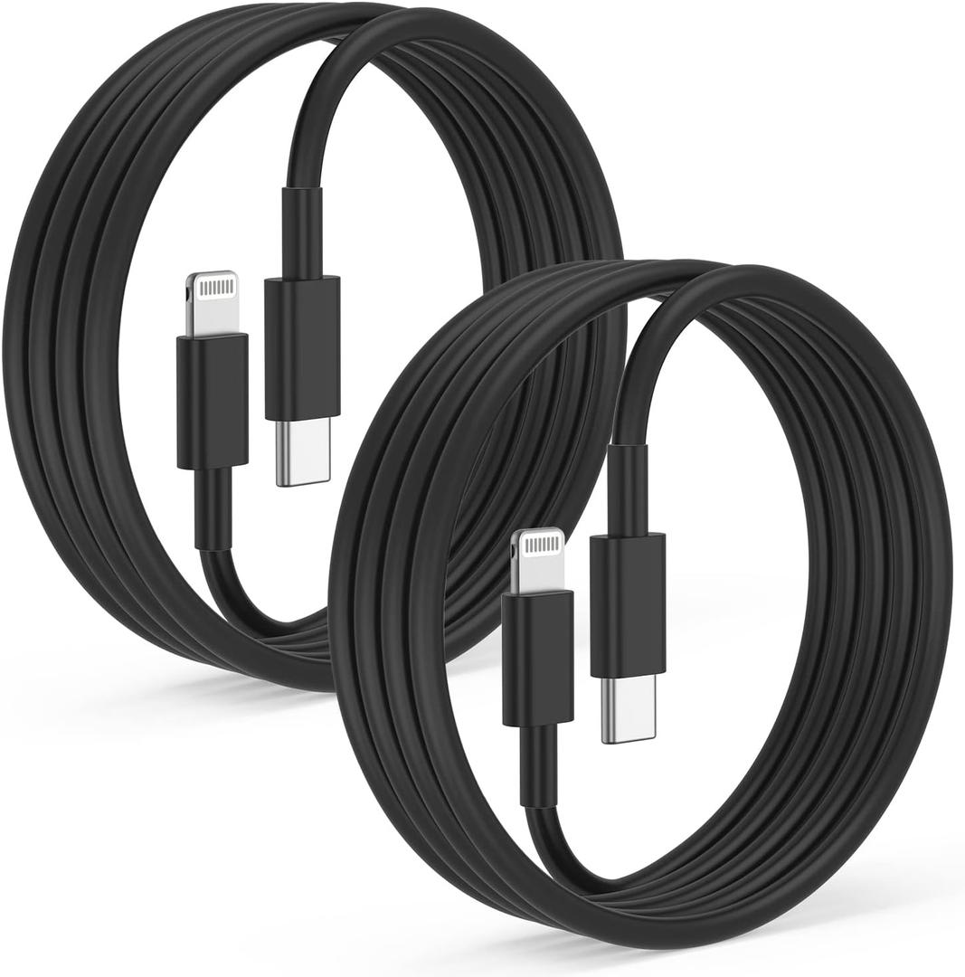 2Pack for Apple iPhone 14 13 12 Fast Charger Cable Black 6ft [Apple MFi Certified], USB Type C to Lightning Cable 6 Foot Apple iPhone Charging Cord for Apple iPhone 13 12 Pro XR XS Max X 8 Plus