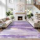 Large Area Rugs 9x12 Living Room: Modern Abstract Rugs with Non-Slip Rubber Backing for Bedroom Dining Room, Machine Washable Rug for Dorm Kids Girls Room Home Decor Aesthetic, Purple