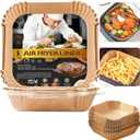 Air Fryer Disposable Paper Liner Square 10 Inch, 100Pcs Largest Square Air Fryer Paper Liners for 8-12QT Air fryer, Non-stick Food Grade Parchment Paper for Frying, Cooking, Roasting and Microwave