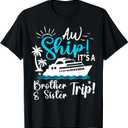 Brother Sister Cruise Trip Funny Cruising Vacation Matching T-Shirt, XXL, Ladies