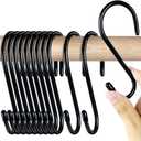18 Pack Large S Hooks for Hanging, 4-1/2 inch Heavy Duty Rust-Free Closet S Hook, Metal Non Slip Rubber Coated S Hooks Black for Hanging Clothes Jeans Plants Bag Belt Pan Pot Cup Towels Basket Tools