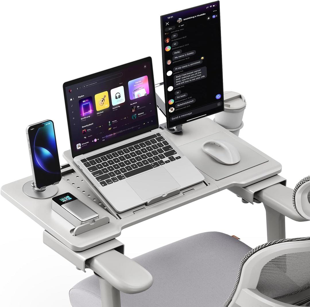 Newtral Home Office Laptop Desk for Office Chair, Adjustable Portable Laptop Table Tray with Wrist Rest, Mouse Pad and Cup Holder, Laptop Stand for Working, Writing and Gaming - Home Office Essentials