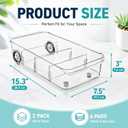 2 Pack Refrigerator Organizer Bin with Wheels, Roll Out Pantry Storage with Dividers, Clear Plastic Refrigerator Drawer, Upgrade Thick Fridge Caddy for Under Sink, Kitchen Organization