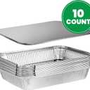 PLASTICPRO Disposable 4 LB Aluminum Takeout Tin Foil Oblong Baking Pans 12'' X 8'' X 2'' Inch With Cardboard Lids Bakeware - Cookware Perfect for Cakes, Lasagna, or Pack of 10 Pans and 10 Lids