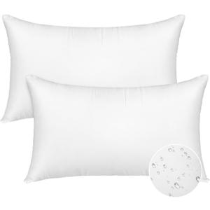Pack of 2 12x20 Outdoor Pillow Inserts, Water Resistant Throw Pillow Inserts, Outdoor Lumbar Pillow for Patio, Furniture, Sofa, Bed, Living Room, Garden Decorative Waterproof Pillow Inserts