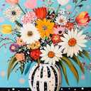 Abstract Flowers in Vase Oil Painting Paint by Number Kits 16 x 20 inch Canvas Colorful Flowers DIY Oil Painting for Kids Students Adults Beginner with Brushes and Acrylic Pigment (without Frame)