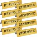 8-Pack Gold Metal Reserved Table Signs Double Sided for Wedding, Restaurant, Seating Reservation, Party Tables (6x1.6 in)