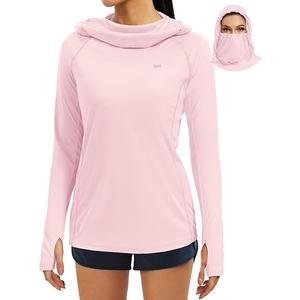 IUGA SPF Shirt Women Sun Protection Clothing UPF 50+ Hoodie with Face Cover UV Hiking Long Sleeve Shirts Lightweight Outdoor, Size M