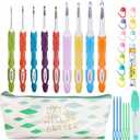 Weabetfu Latest Set of 27 PCS Crochet Hooks Set with Crochet Case Ergonomic Crochet Hook Needles for Arthritic Hands,Standard US Size 2mm-10mm