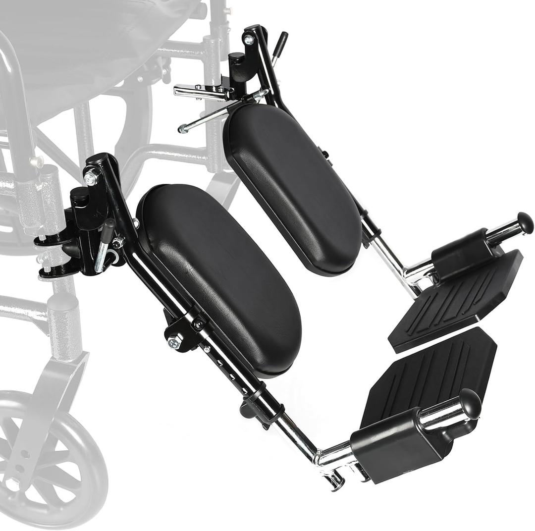 Universal Wheelchair Footrest with Comfort Foam Cushion - Adjustable Lift & Extendable Anti-Slip Foot Plate, Foldable Quick Release for Transport Chairs (Black 1 Pair) LK3JELR T94 Models Compatible