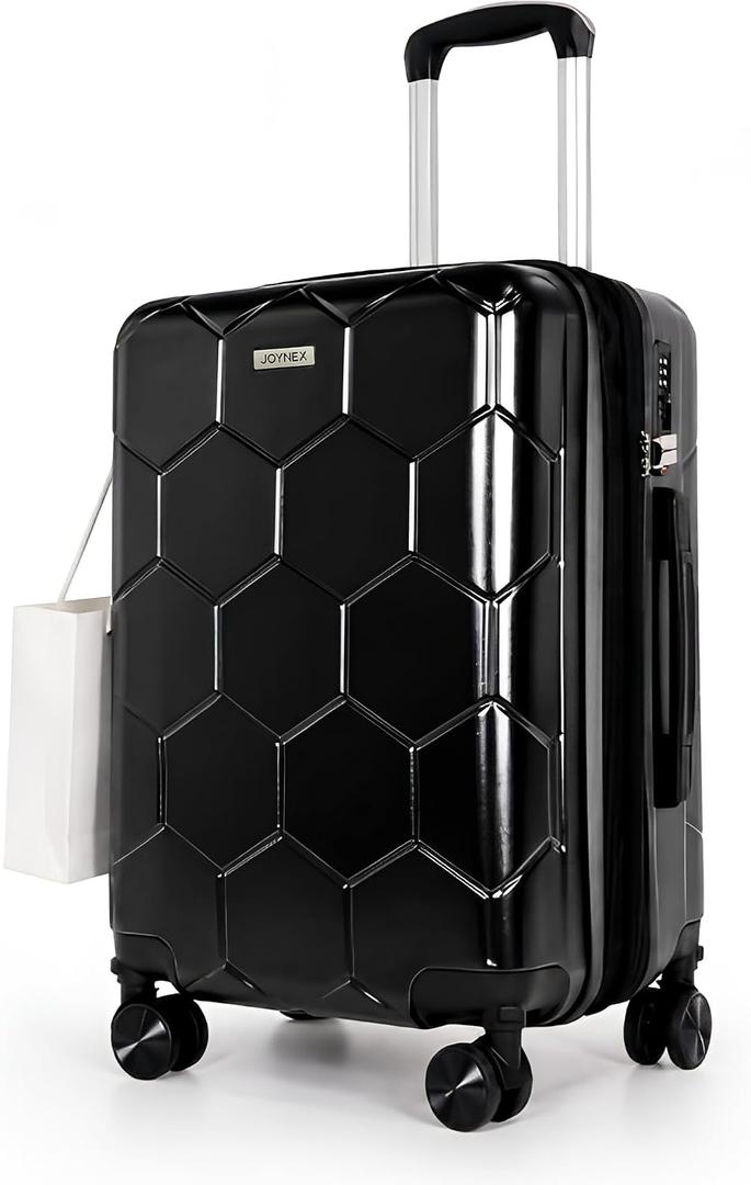 20 Inch Carry On Luggage, Durable Expandable Hardshell Suitcase with TSA Lock & Detachable Spinner Wheels, Lightweight PC Travel Suitcase for Business Men, Airline Approved, Classic Black
