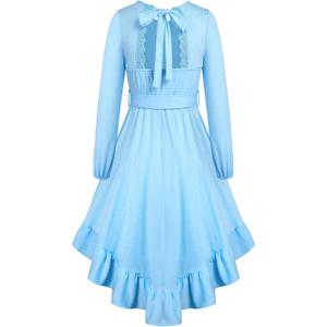Dresses for Girls 10-12 Blue Tween Spring Long Sleeve Lace Backless High Low Ruffle Swing Maxi Kids Easter Wedding Formal Party Dress