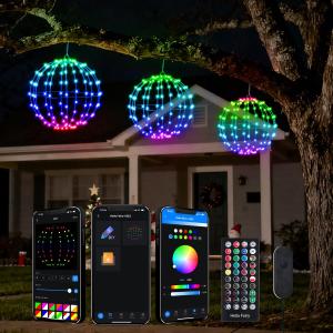 FANCILLUMA 3 Pack Smart LED Christmas Ball Lights, 12 Inch 108 LED Foldable Color Changing Sphere Lights with App & Remote Control, Waterproof Hanging Light Balls Outdoor for Holiday Patio Tree Decor