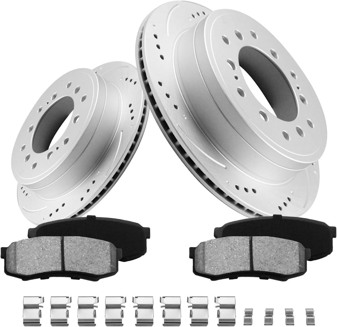 Anpulsero Rear Automotive Replacement Brake Kit, Brake Rotors Brake Pads Compatible with 2010-2023 Toyota 4Runner, 2010-2014 Toyota FJ Cruiser, 2010-2023 Lexus GX460|Geomet Coated|312mm(12.3in)