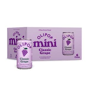 OLIPOP MINIs 6g Fiber Prebiotic Soda, Classic Grape, 7.5 fl oz, 6 Pack (EXP 04/08/29)