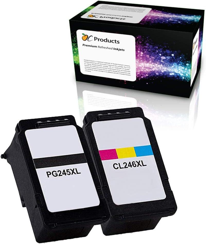 Remanufactured Ink Cartridge Replacement for Canon PG-245XL CL-246XL for Canon MG2520 MG2922 MG2555 MG2920 MX490 iP2820 Printers (1 Black/ 1 Color)