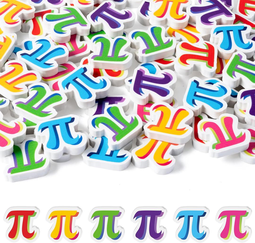 Yopyame 60PCS Pi Day Mini Erasers for Kids Bulk  Letter Assorted Novelty Tiny Pencil Erasers Cute 3D Puzzle Eraser Desk Pet School Classroom Prize Student Homework Reward Gift Filling Party Favors