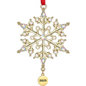 Christmas Ornaments Metal Snowflake Ornament for Christmas Tree, 2025 Hanging Ornament for Winter Window Decor Xmas Party Supplies