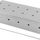 Smoker Box with BBQ Skewer for Gas Grill or Charcoal Grill, Stainless Steel Smoke Box, Works with Wood Chips, Add Smoked BBQ Flavor, Hinged Lid(Silver)