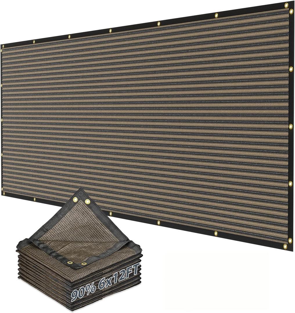 90% Sun Shade Cloth, Kesfitt 6x12FT Garden Shade Cover with Reinforced Grommets, Mesh Tarp Sun Privacy Screen for Greenhouse, Plant, Pergola, and Backyard Patio Sunshade (6ftx12ft)