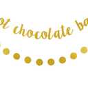 2 x Hot Chocolate Bar Banner Gold Glitter Hot Chocolate Bar Sign Christmas Decorations for Wintertime Holiday Christmas Party New Year Party Decorations