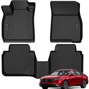 Floor Mats for 2026 2025 2024 2023 Honda Accord (Include Hybrid) All Weather Protection TPE Rubber Floor Liners for Honda Accord 2024 Hybrid Accessories, Odorless Anti-Slip, 1st & 2nd Row, Black