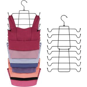 ZEDODIER Tank Top Hanger, 2 Pack Space Saving Bra Hangers, Non-Slip Hanging Sport Bras Holder, Closet Organizers and Storage for Camisoles Tank Tops Bras Ties Swimsuits Strappy Dress, Black
