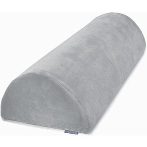 Knee Pillow for Back Sleeping, Memory Foam Bolster Pillow for Legs, Under Knee Pillow for Sleeping on Back, Leg Pillow for Back & Hip Pain Relief, Half Moon Pillow, Grey