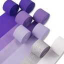 PartyWoo Purple Crepe Paper Streamers 8pcs 656ft Pack of Light Dark Purple Lavender White Silver Crepe Paper Streamers for Birthday Baby Shower Graduation Princess Butterfly Theme Party Decorations